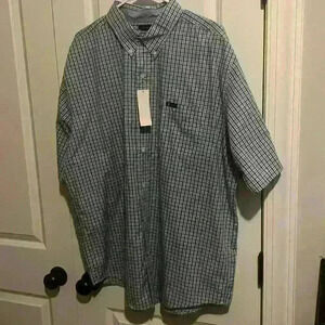 Chaps Plaid XXL Men’s Button Down Short Sleeve Shirt Light blue NWT